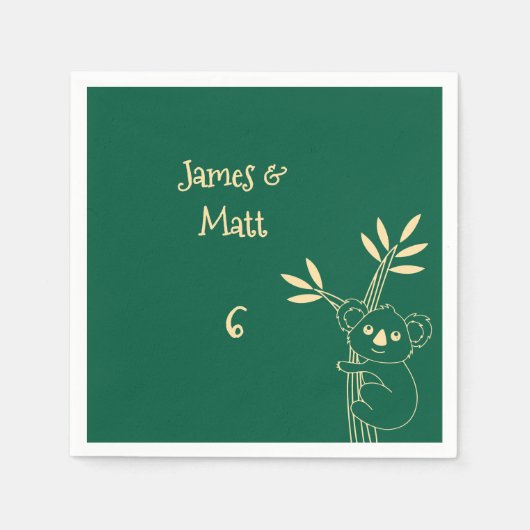 Buttergelb & Rote Australische Tiere Geburtstag  Serviette (Vorderseite)