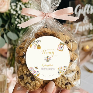 Buttergelb Sie fand ihre Honigbiene Bridal Party Runder Aufkleber