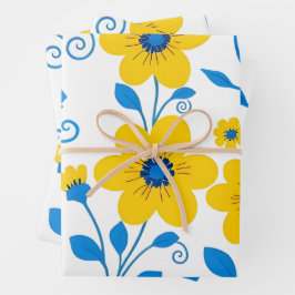 Buttergelb und blau geschenkpapier set