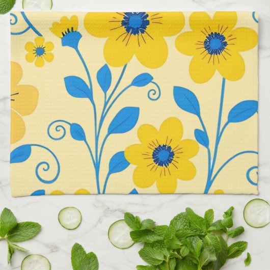 Buttergelb und blau geschirrtuch (Gefaltet)