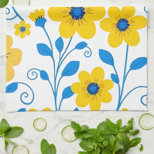 Buttergelb und blau geschirrtuch (Gefaltet)