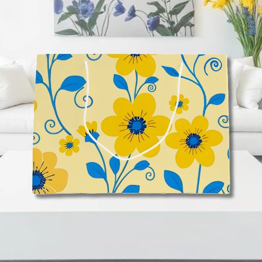 Buttergelb und blau große geschenktüte