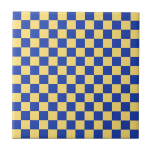 Buttergelb und blau kariertes Brettmuster Fliese