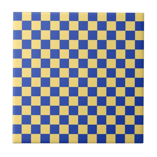 Buttergelb und blau kariertes Brettmuster Fliese (Vorderseite)