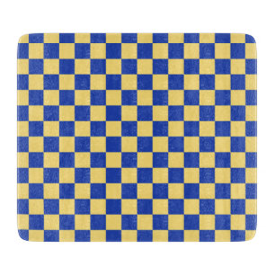 Buttergelb und blau kariertes Brettmuster Schneidebrett