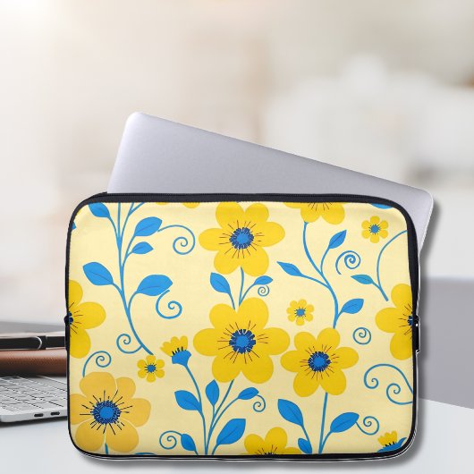 Buttergelb und blau laptopschutzhülle