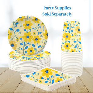 Buttergelb und blau pappteller