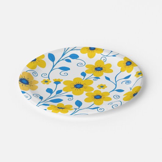 Buttergelb und blau pappteller (Schrägansicht)