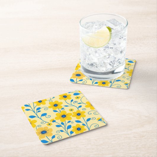 Buttergelb und blau rechteckiger pappuntersetzer (Vor Ort)