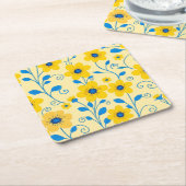 Buttergelb und blau rechteckiger pappuntersetzer (angewinkelt)