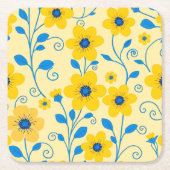 Buttergelb und blau rechteckiger pappuntersetzer (Vorderseite)