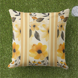 Buttergelb und blumengestreift kissen