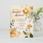 Buttergelb und grünes Brautparty Einladung (Stehend Vorderseite)