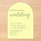 Buttergelb und Minimalistische Hochzeit Acryleinladungen (Vorderseite)