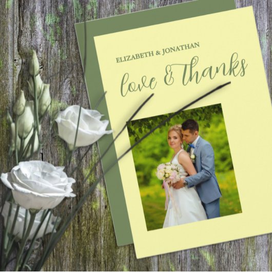 Buttergelb und Minimalistische Hochzeit Dankeskarte