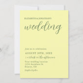 Buttergelb und Minimalistische Hochzeit Einladung (Vorderseite)