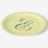 Buttergelb und Minimalistische Hochzeit Pappteller (Schrägansicht)