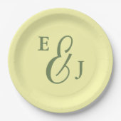 Buttergelb und Minimalistische Hochzeit Pappteller (Vorderseite)