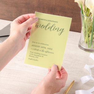 Buttergelb und Minimalistische Hochzeit Pergament Einladungen