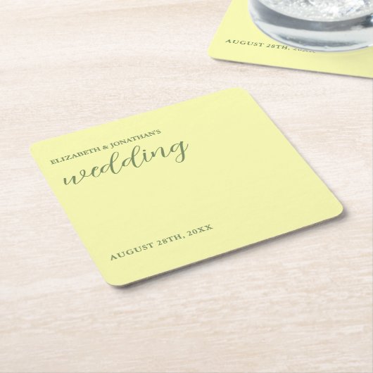 Buttergelb und Minimalistische Hochzeit Rechteckiger Pappuntersetzer (angewinkelt)