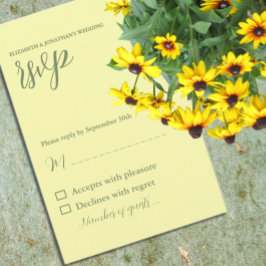 Buttergelb und Minimalistische Hochzeit RSVP Karte