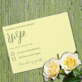 Buttergelb und Minimalistische Hochzeit RSVP Karte