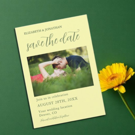Buttergelb und Minimalistische Hochzeit Save The Date
