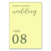 Buttergelb und Minimalistische Hochzeit Tischnummer (Vorderseite)