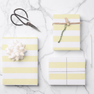 Buttergelb und weiße Streifen Geschenkpapier Set