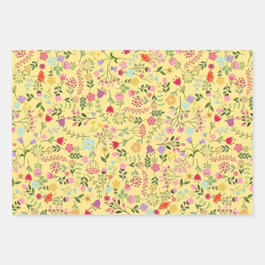 Buttergelb und Weißpolka Dots Wildblumen Geschenkpapier Set (Vorderseite 2)