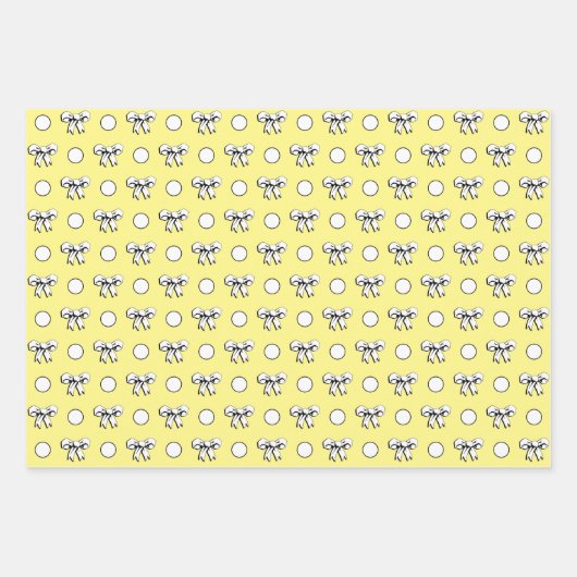 Buttergelb und Weißpolka Dots Wildblumen Geschenkpapier Set (Vorderseite)