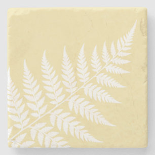 Buttergelb Weiße Farn Botanische Hochzeit Steinuntersetzer