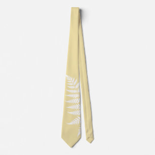 Buttergelb Weiße Fern Einfach Elegante Hochzeit Krawatte
