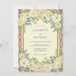 Buttergelbe Antike Rosenhochzeit Einladung