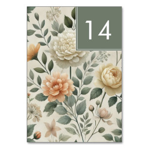 Buttergelbe Aquarell-Blumen Elegante Hochzeit  Tischnummer