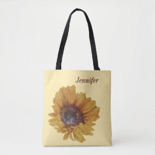 Buttergelbe Aquarell-Sonnenblume benannt Tasche
