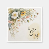 Buttergelbe Blumenhochzeitsserviette Serviette (Vorderseite)