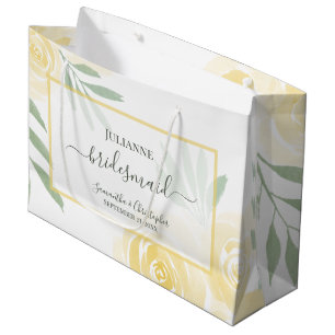 Buttergelbe Boho-Rosen Hochzeitsbrautjungfer Große Geschenktüte