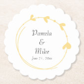 Buttergelbe Einfache Herzklopfen Hochzeit Untersetzer (Vorderseite)