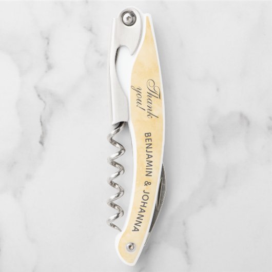 Buttergelbe Hochzeit Dankeschön an Sie Kellnermesser (Vorderseite)