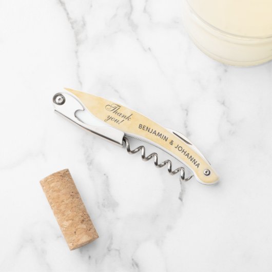 Buttergelbe Hochzeit Dankeschön an Sie Kellnermesser (Vorderseite)