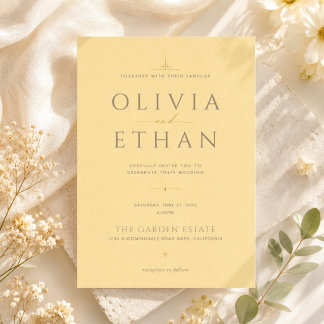 Buttergelbe Hochzeitseinladung | Moderne Eleganz Einladung