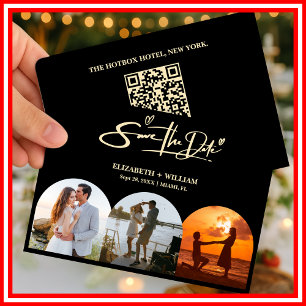 Buttergelbe Hochzeitsfoto-QR-Code Elegant Save The Date