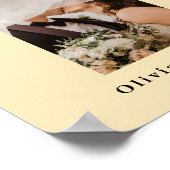 Buttergelbe Hochzeitsstift-FOTO-Tischnummer Poster (Ecke)