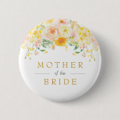 Buttergelbe Mutter der Braut Brautparty Button (Vorderseite)