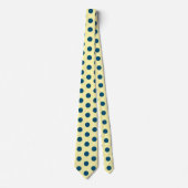 Buttergelbe Navy Polka Dot Krawatte (Vorderseite)