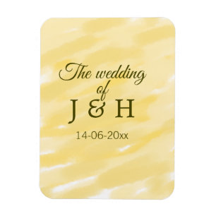 Buttergelbe Pastell-Hochzeit des Paares name le Magnet