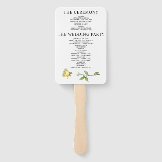 Buttergelbe Rose Blume Blumenzwiebelprogramm Fächer (Rückseite)