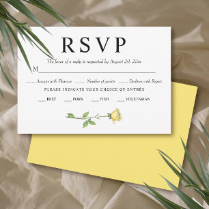 Buttergelbe Rose Blume Romantische Blumenhochzeit RSVP Karte