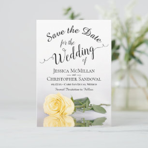 Buttergelbe Rose Elegante & Romantische Hochzeit Save The Date